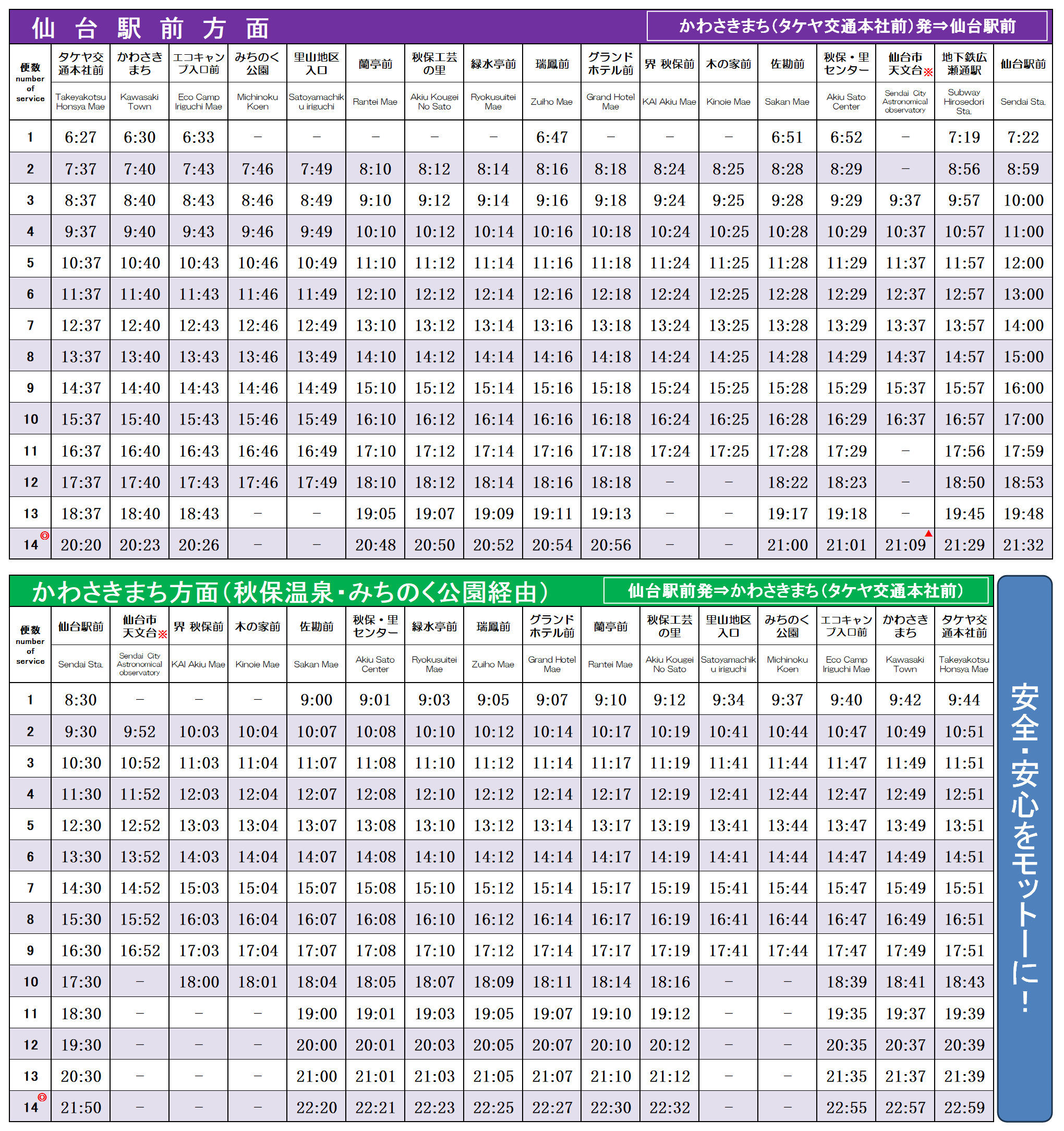 西部ライナー時刻表